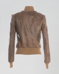 Women's Light Brown Leather Bomber Jacket - Roxie | Leather Trend