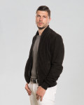 Men's Black Suede Leather Bomber Jacket – David | Leather Trend