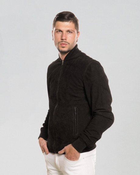 Bomber Uomo Nero in Pelle Camoscio – David | Leather Trend 2