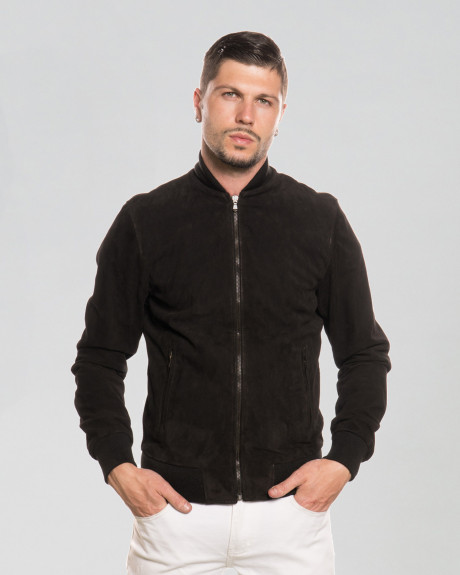 Bomber Uomo Nero in Pelle Camoscio – David | Leather Trend