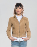 Women's Honey Suede Bomber Jacket - Timberly | Leather Trend