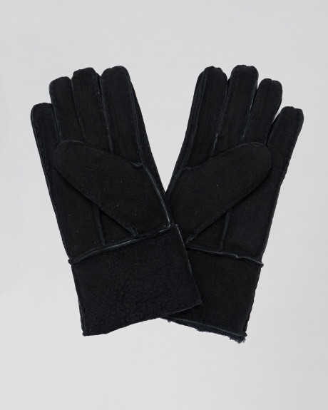 Nives - Guanti Donna Nero Camoscio in vero montone Shearling - Pelo Nero