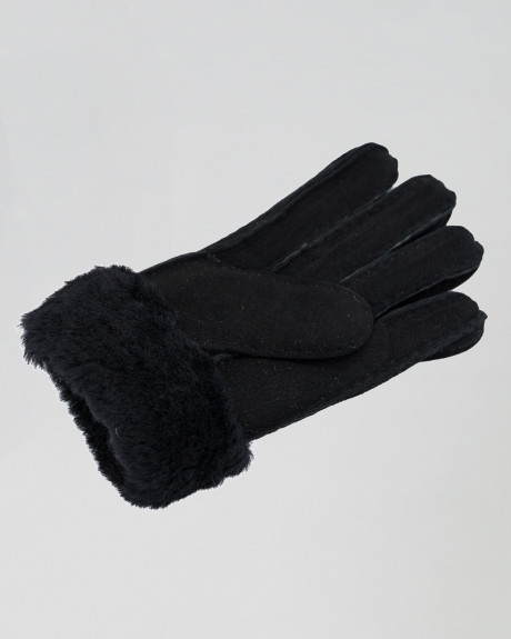Nives - Guanti Donna Nero Camoscio in vero montone Shearling - Pelo Nero 2