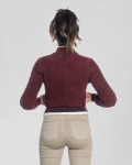 Women's Bordeaux Suede Bomber Jacket - Timberly | Leather Trend