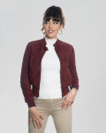 Women's Bordeaux Suede Bomber Jacket - Timberly | Leather Trend