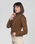 Women's Dark Brown Suede Leather Jacket – Belen | Leather Trend