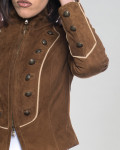 Women's Dark Brown Suede Leather Jacket – Belen | Leather Trend