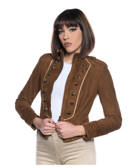 Giacca Donna Testa di Moro in Pelle Camoscio – Belen | Leather Trend 2