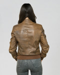 Women's Light Brown Leather Bomber Jacket - Vittoria | Leather Trend