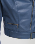 Chiodo in Pelle da Donna Blu - Chiodino | Leather Trend