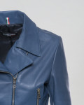 Chiodo in Pelle da Donna Blu - Chiodino | Leather Trend