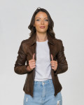 Women's Dark Brown Leather Jacket - Eva | Leather Trend