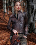 Women’s Dark Brown Leather Biker Jacket - Kelly | Leather Trend