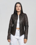Giacca Biker Donna in Pelle Testa di Moro - Kelly | Leather Trend