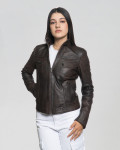 Women’s Dark Brown Leather Biker Jacket - Kelly | Leather Trend