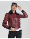 Women's leather jacket mod. Aviator in genuine Bordeaux leather 100% made in Italy