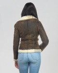 Women's Perfecto jacket in real Brown Shearling 100% made in Italy