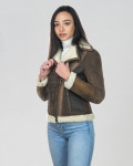 Women's Perfecto jacket in real Brown Shearling 100% made in Italy