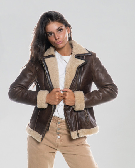 Women's shearling perfecto jacket - Rebecca | Leather Trend 2