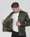 Biker in Pelle da Uomo Verde - Attila | Leather Trend
