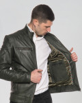 Men's Green Leather Biker Jacket - Attila | Leather Trend