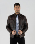 Biker Men's Dark Brown Leather Jacket - Avatar | Leather Trend