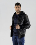 Men's Black Leather Bomber Jacket - Napoli | Leather Trend