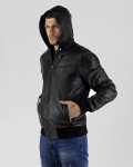 Men's Black Leather Bomber Jacket - Napoli | Leather Trend