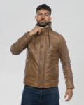Benny - Light Brown Leather Down Jacket | Leather Trend