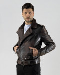 Men's Dark Brown Three-Pocket Perfecto - Armando | Leather Trend