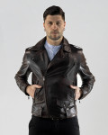Men's Dark Brown Three-Pocket Perfecto - Armando | Leather Trend