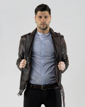 Men's Dark Brown Three-Pocket Perfecto - Armando | Leather Trend
