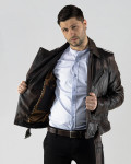Men's Dark Brown Three-Pocket Perfecto - Armando | Leather Trend