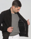 Men's Dark Brown Suede Leather Bomber – David | Leather Trend