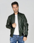 Men's Green Leather Bomber Jacket – David | Leather Trend