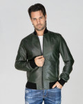 Men's Green Leather Bomber Jacket – David | Leather Trend