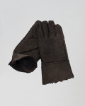 Nives - Guanti Donna Testa di Moro Scamosciato in vero montone Shearling pelo Testa di Moro
