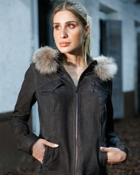 Women's Nubuck Leather Jacket – Michelina Cap | Leather Trend
