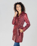 Women's Bordeaux Leather Coat – Viviana | Leather Trend