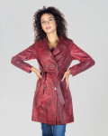 Women's Bordeaux Leather Coat – Viviana | Leather Trend
