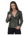 Chiodo in Pelle Donna Verde - Giselle | Leather Trend