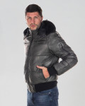 Piumino da uomo mod. Boston grigio in vera pelle 100% made in Italy