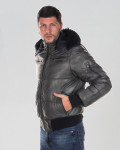 Piumino da uomo mod. Boston grigio in vera pelle 100% made in Italy