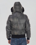 Piumino da uomo mod. Boston grigio in vera pelle 100% made in Italy