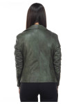 Chiodo in pelle donna mod. Giselle Verde in vera pelle 100% made in Italy