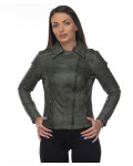 Chiodo in Pelle Donna Verde - Giselle | Leather Trend