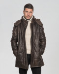 Piumino da uomo mod. Piumino Lungo Testa di Moro in vera pelle 100% made in Italy