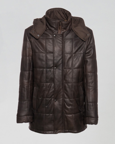 Piumino da uomo mod. Piumino Lungo Testa di Moro in vera pelle 100% made in Italy 2