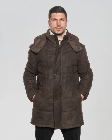 Men's nubuck leather down jacket - Marek | Leather Trend