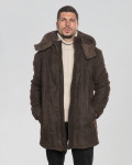 Men's down jacket mod. Long Down Jacket in Dark Brown Nabuk 100% made in Italy